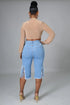 New Style Ripped Elastic Fringed Jeans Women High Waist Knee-length Casual Slim Fit - ROUTINE FASHION